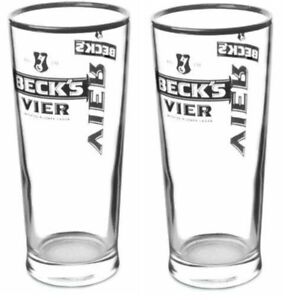 Becks Vier Silver Rim Pint Glass